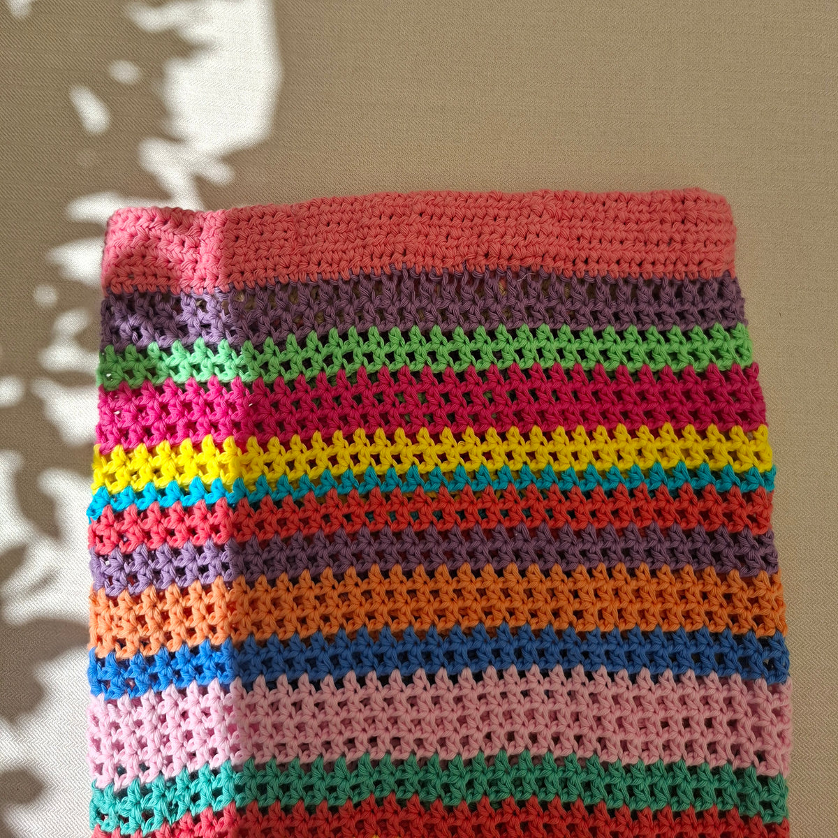 Jupe longue rayée multicolore en crochet
