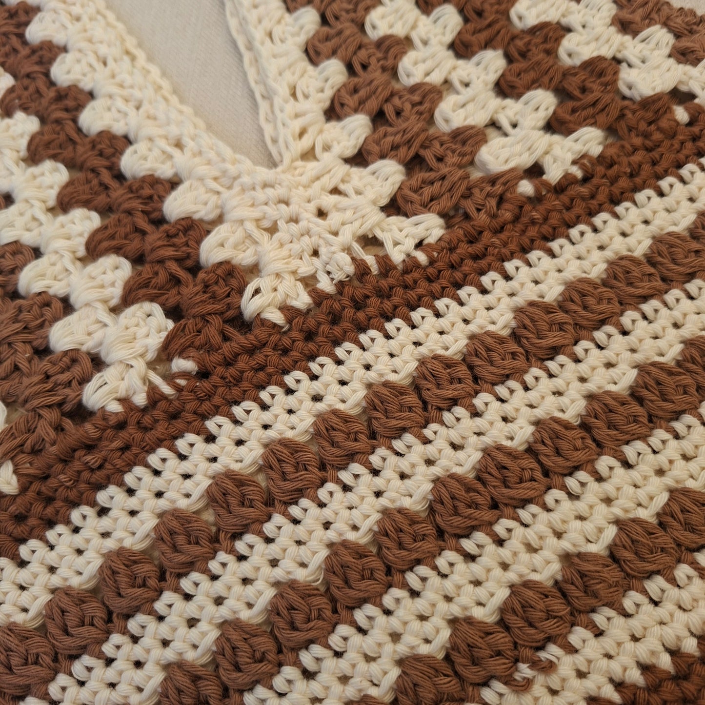 Brown crochet cut-out top
