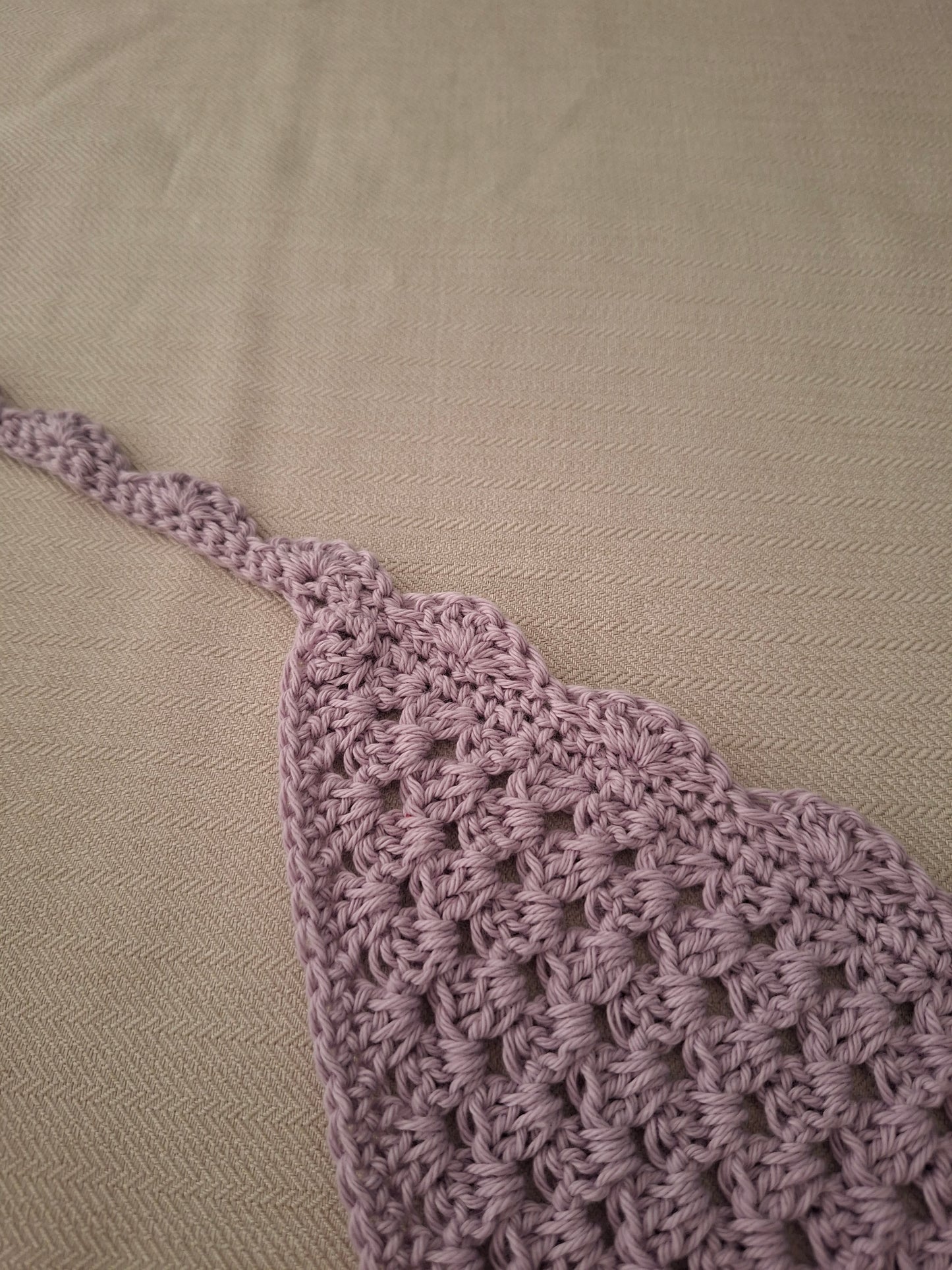 Purple crocheted bandana