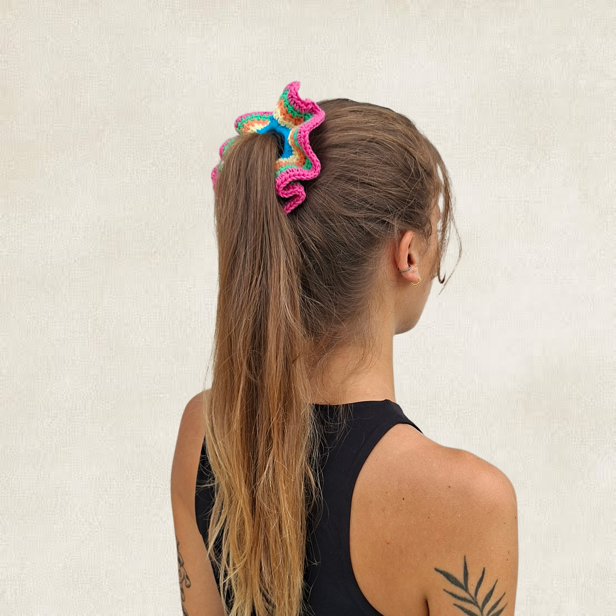 Chouchou multicolore en crochet