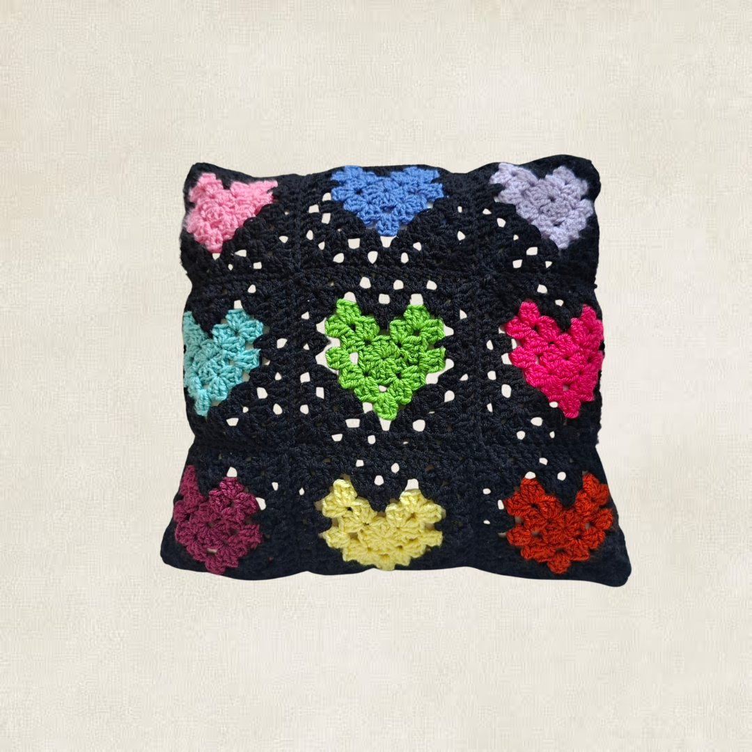 Crochet heart pillow