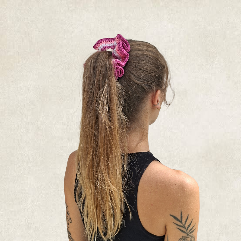 Chouchou multicolore en crochet