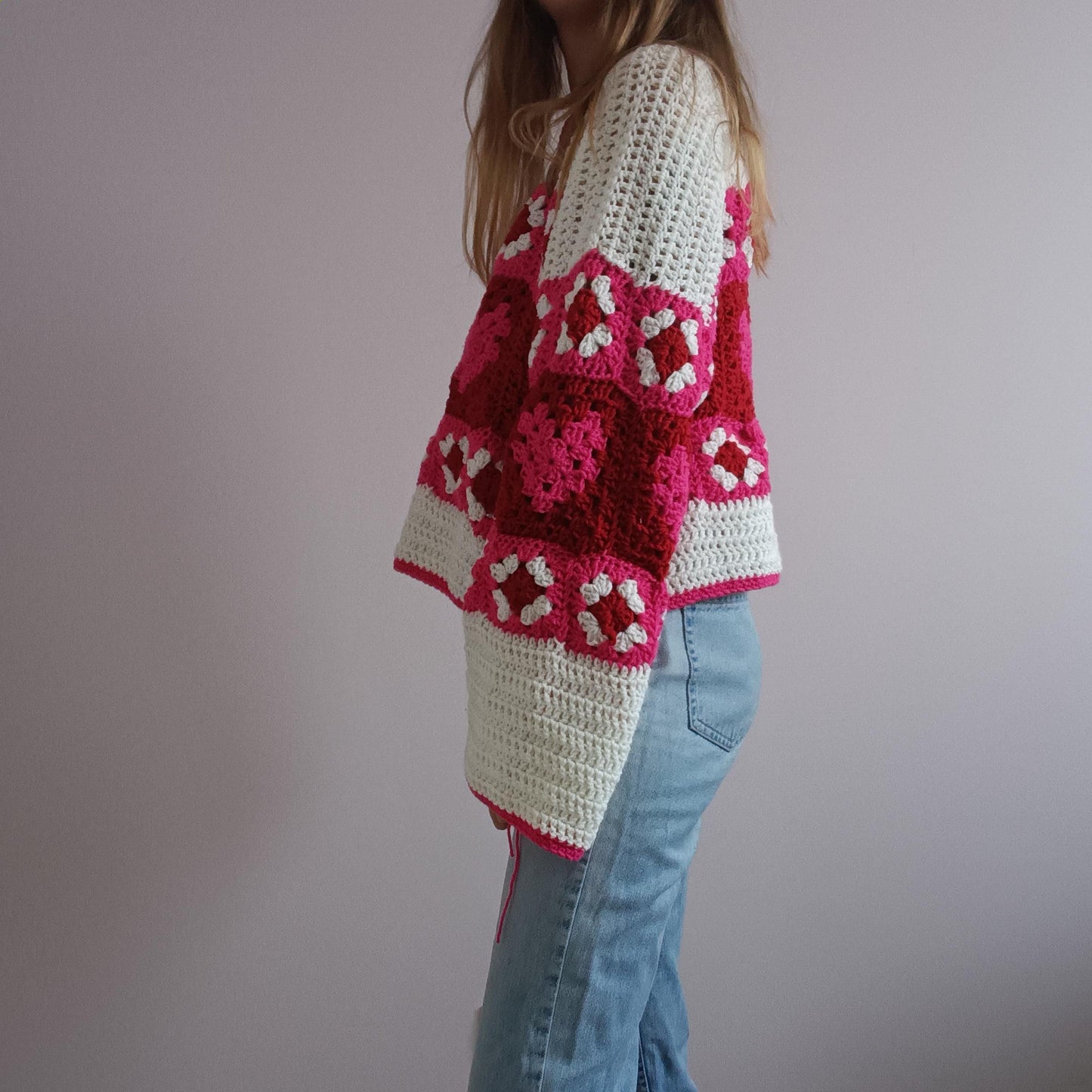 Crochet Sweater Pattern with Hearts – PDF Crochet Pattern