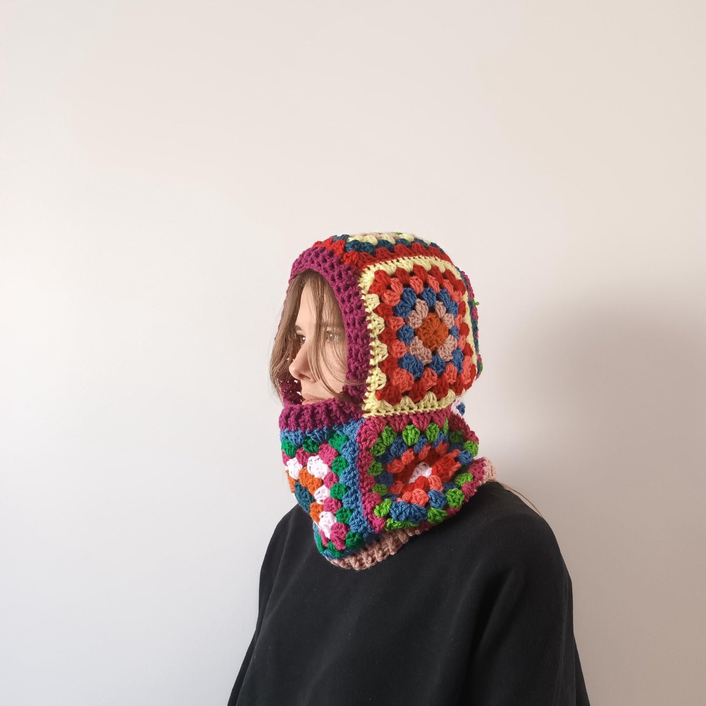 Crochet Pattern Multicolored Granny Square Balaclava – PDF Crochet Pattern