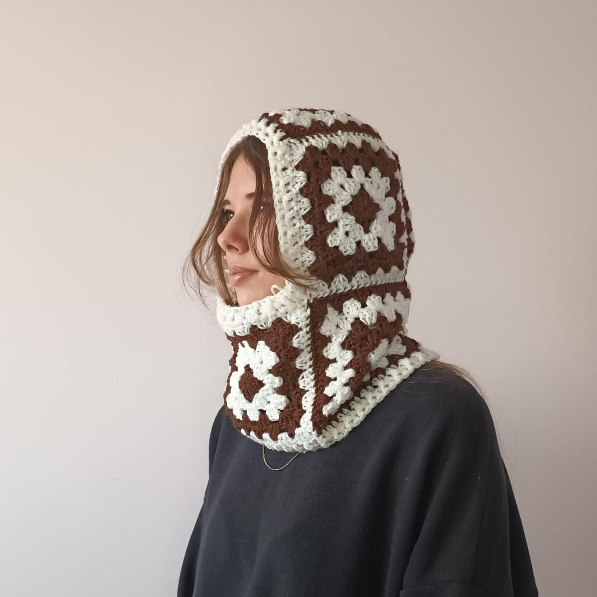 Black & White Granny Square Balaclava Crochet Pattern – PDF Crochet Pattern
