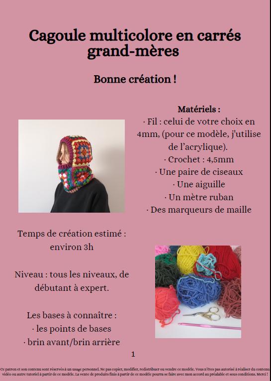 Crochet Pattern Multicolored Granny Square Balaclava – PDF Crochet Pattern