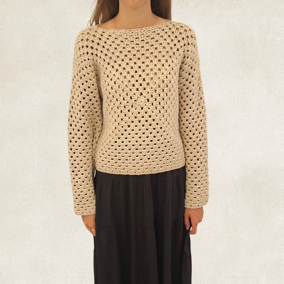Granny square long-sleeved top
