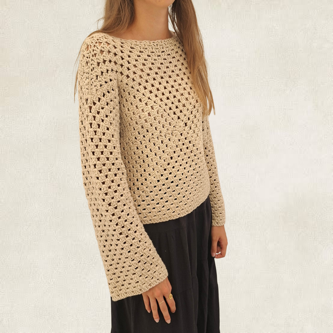 Granny square long-sleeved top