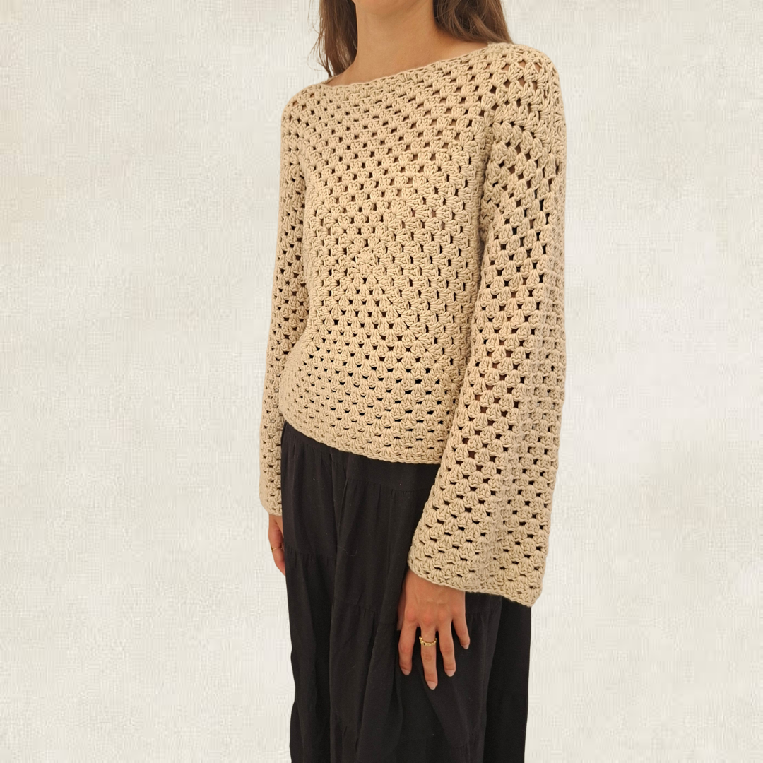 Granny square long-sleeved top