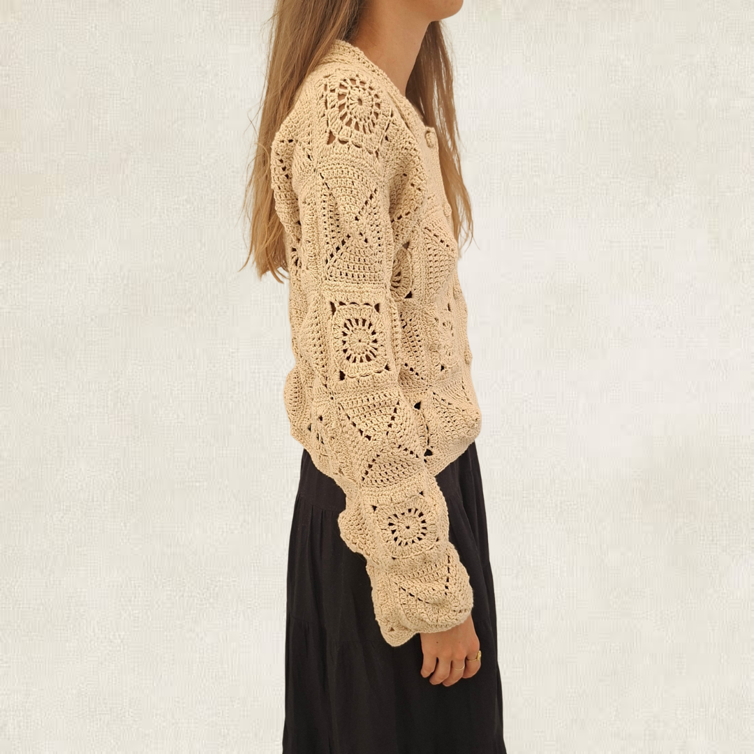 Beige granny square shirt