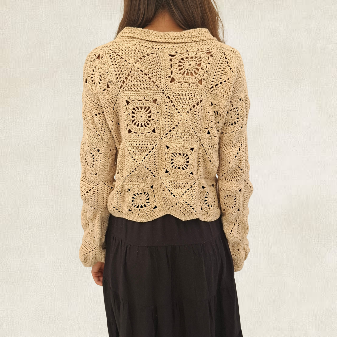 Beige granny square shirt