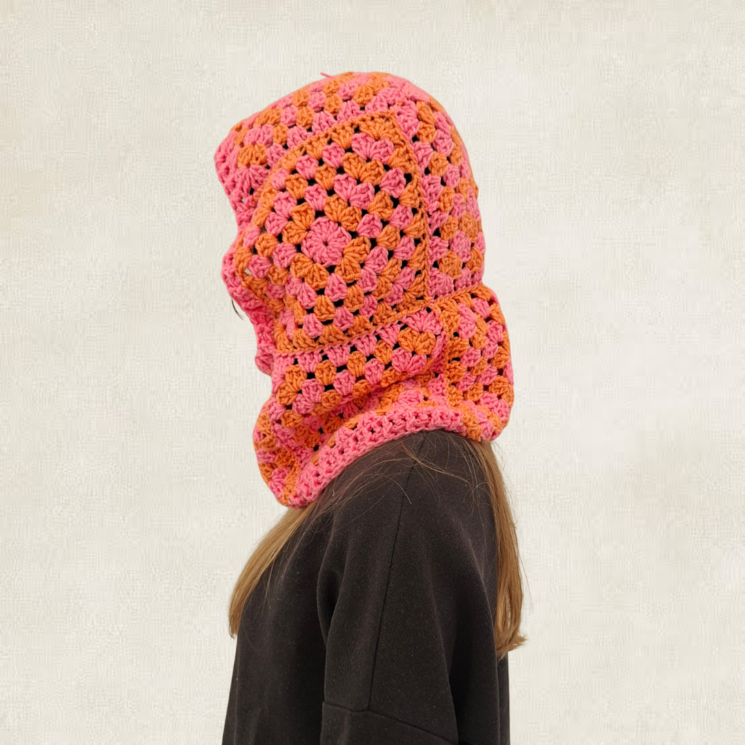 Cagoule en granny squares multicolores
