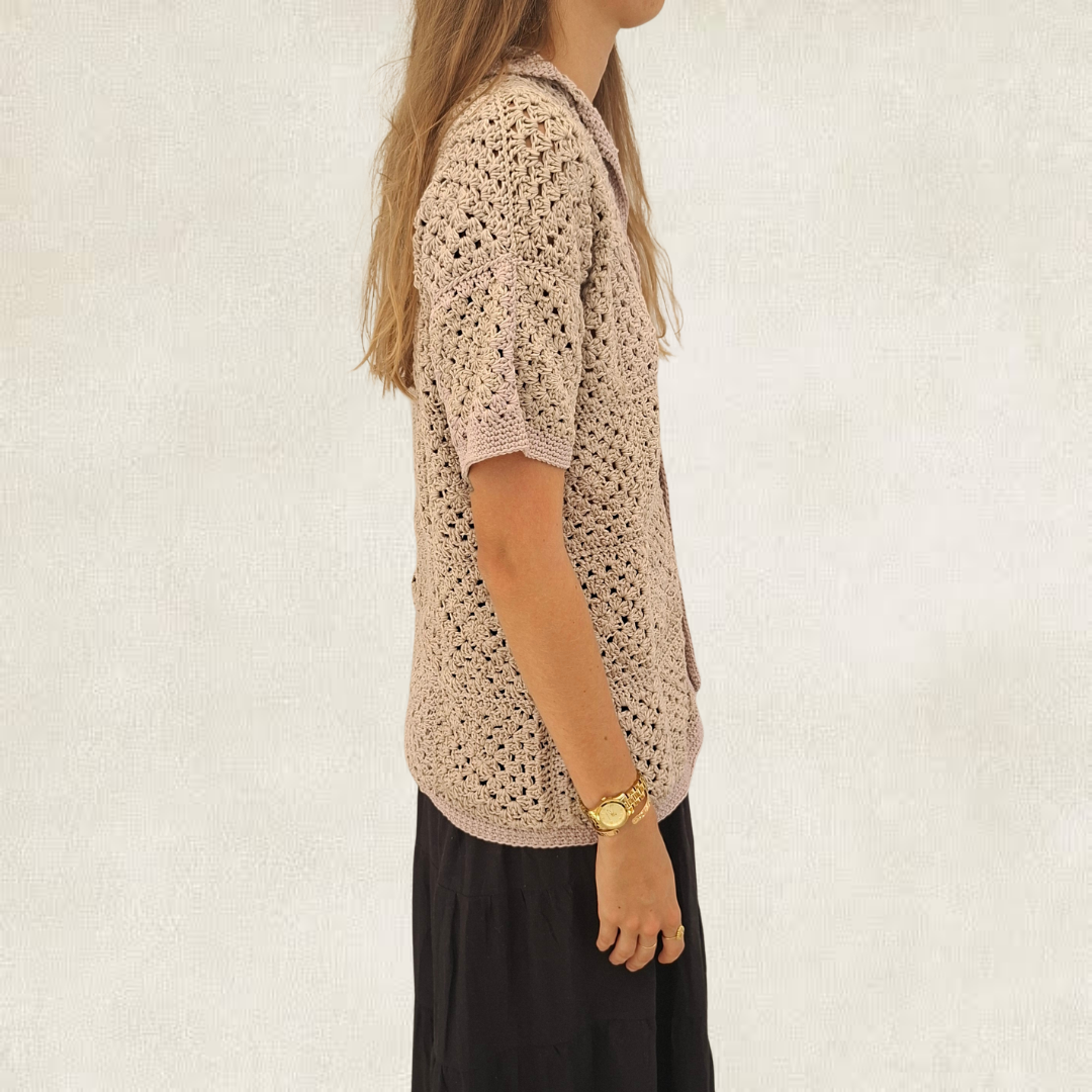 Brown granny square shirt