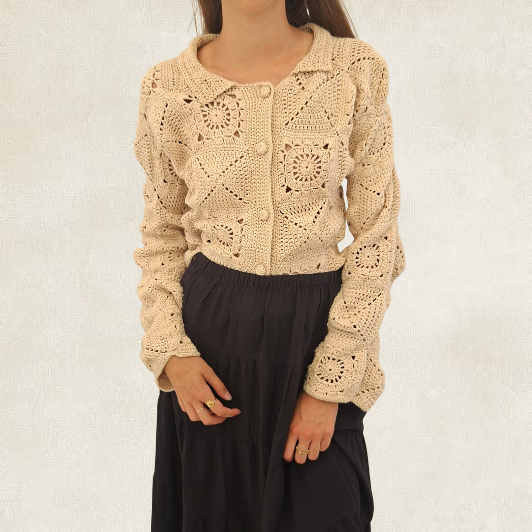 Beige granny square shirt