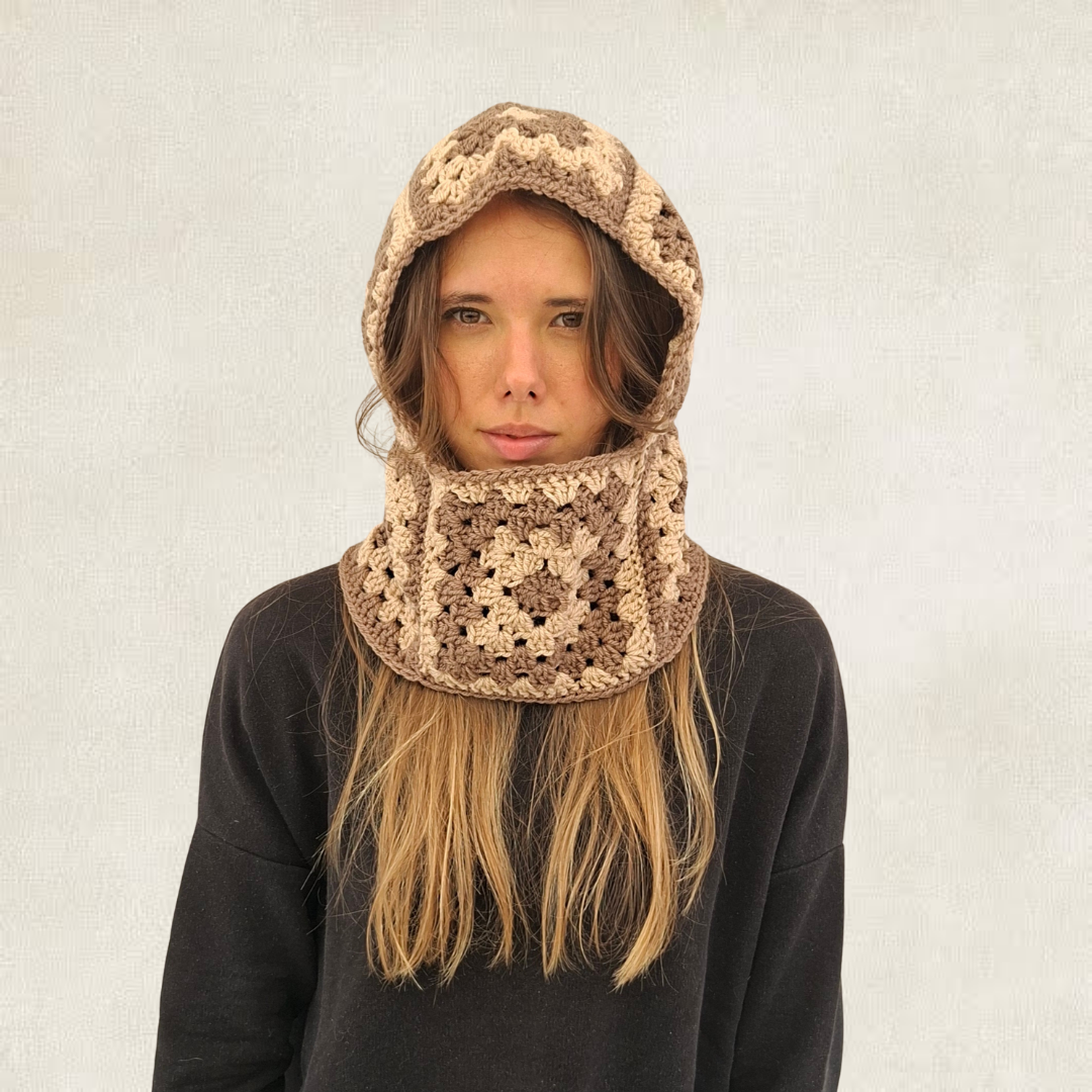 Multicoloured granny square balaclava