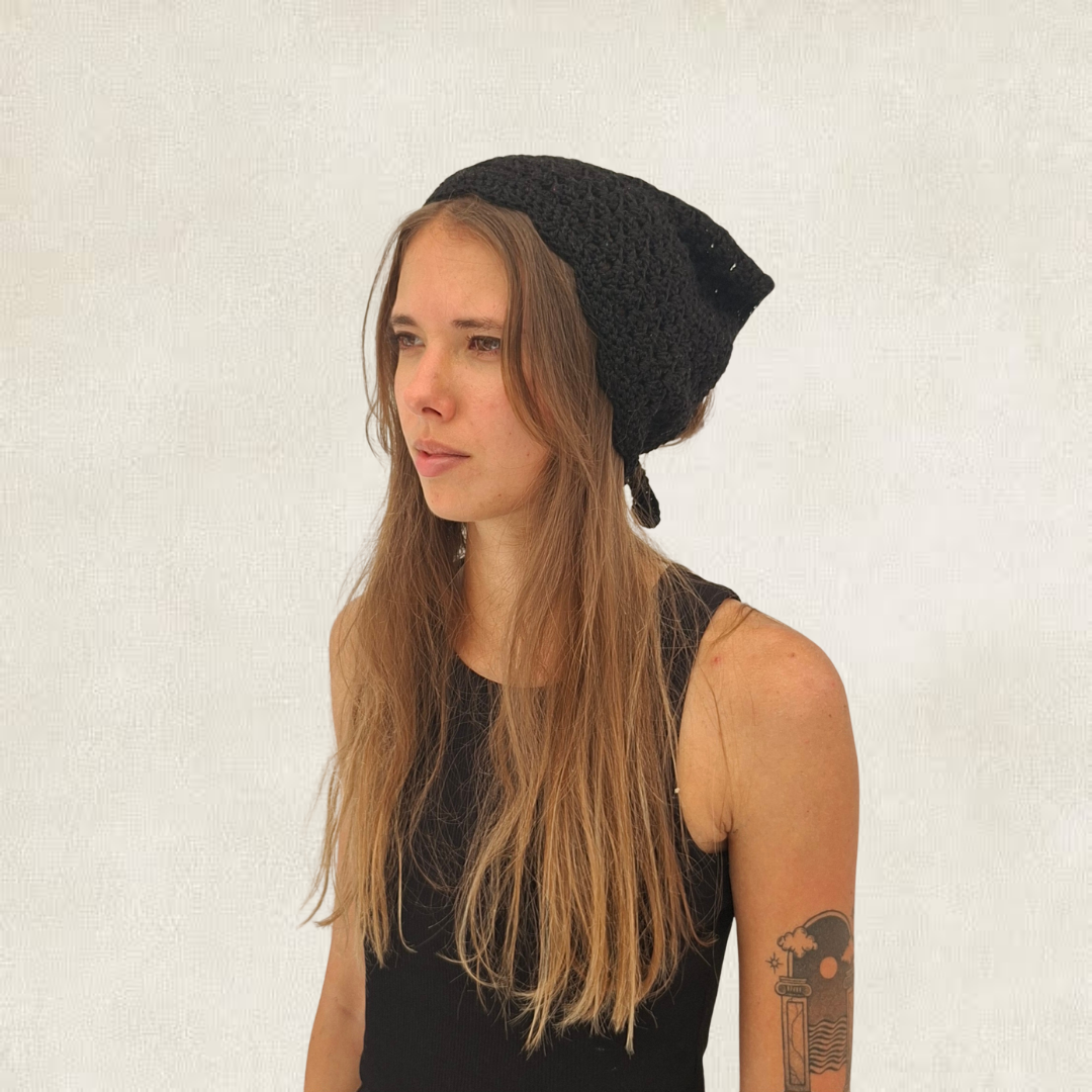 Black crochet bandana