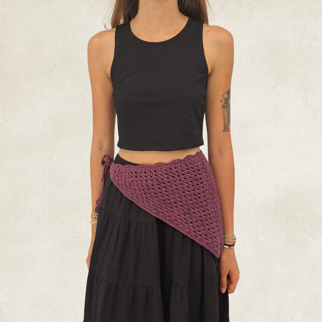 Purple crocheted bandana