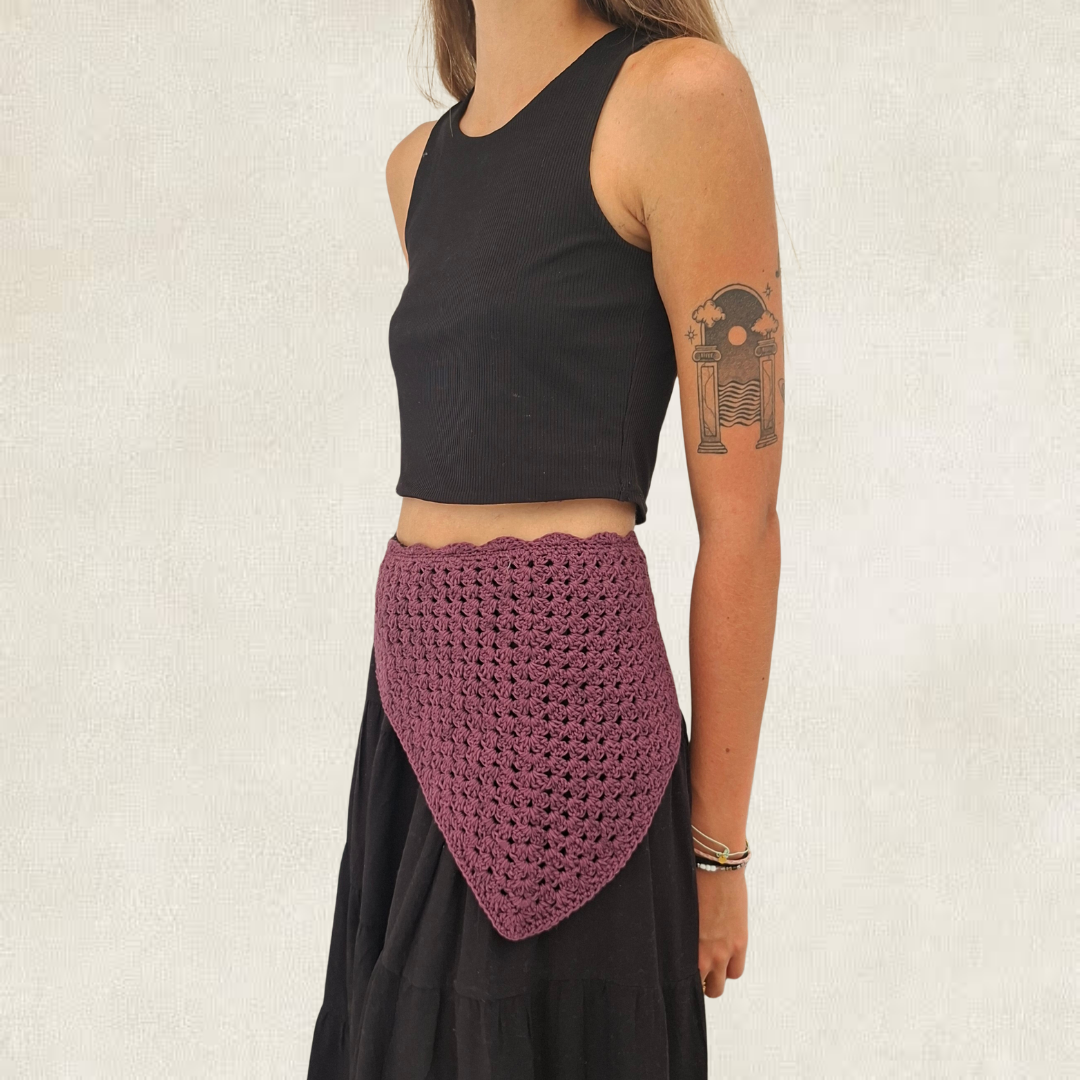Purple crocheted bandana