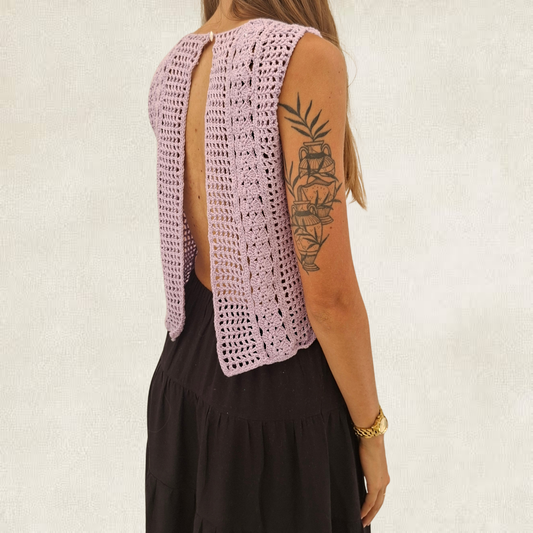 Débardeur dos nu lilas en dentelle en crochet