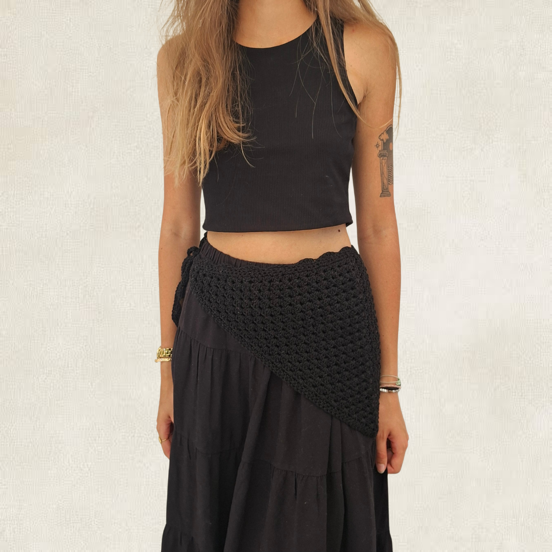 Black crochet bandana