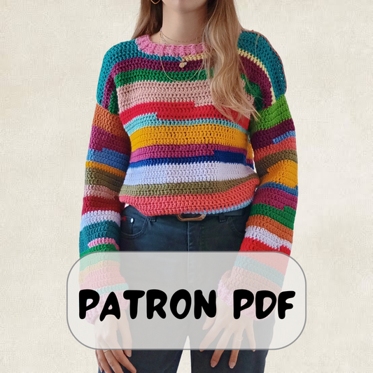 Multi-color Striped Crochet Sweater Pattern – PDF Crochet Pattern