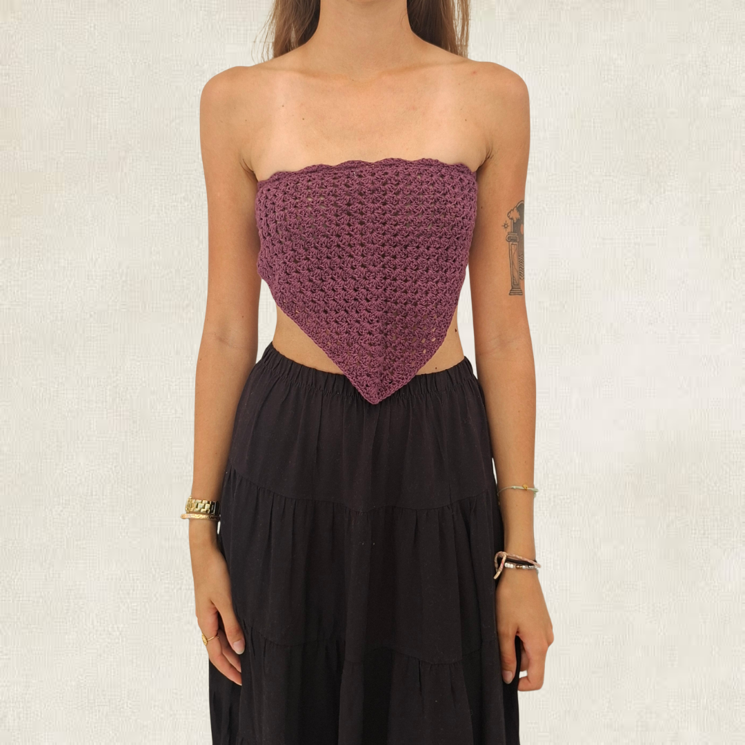 Purple crocheted bandana
