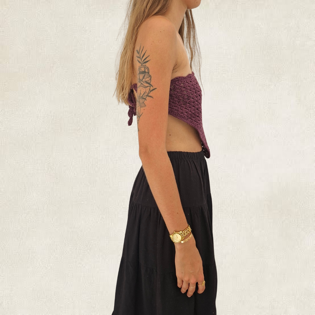 Purple crocheted bandana