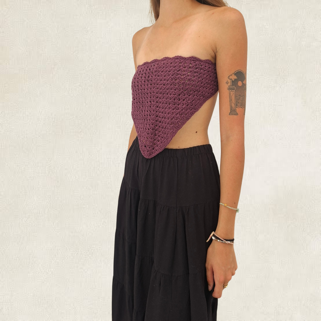 Purple crocheted bandana
