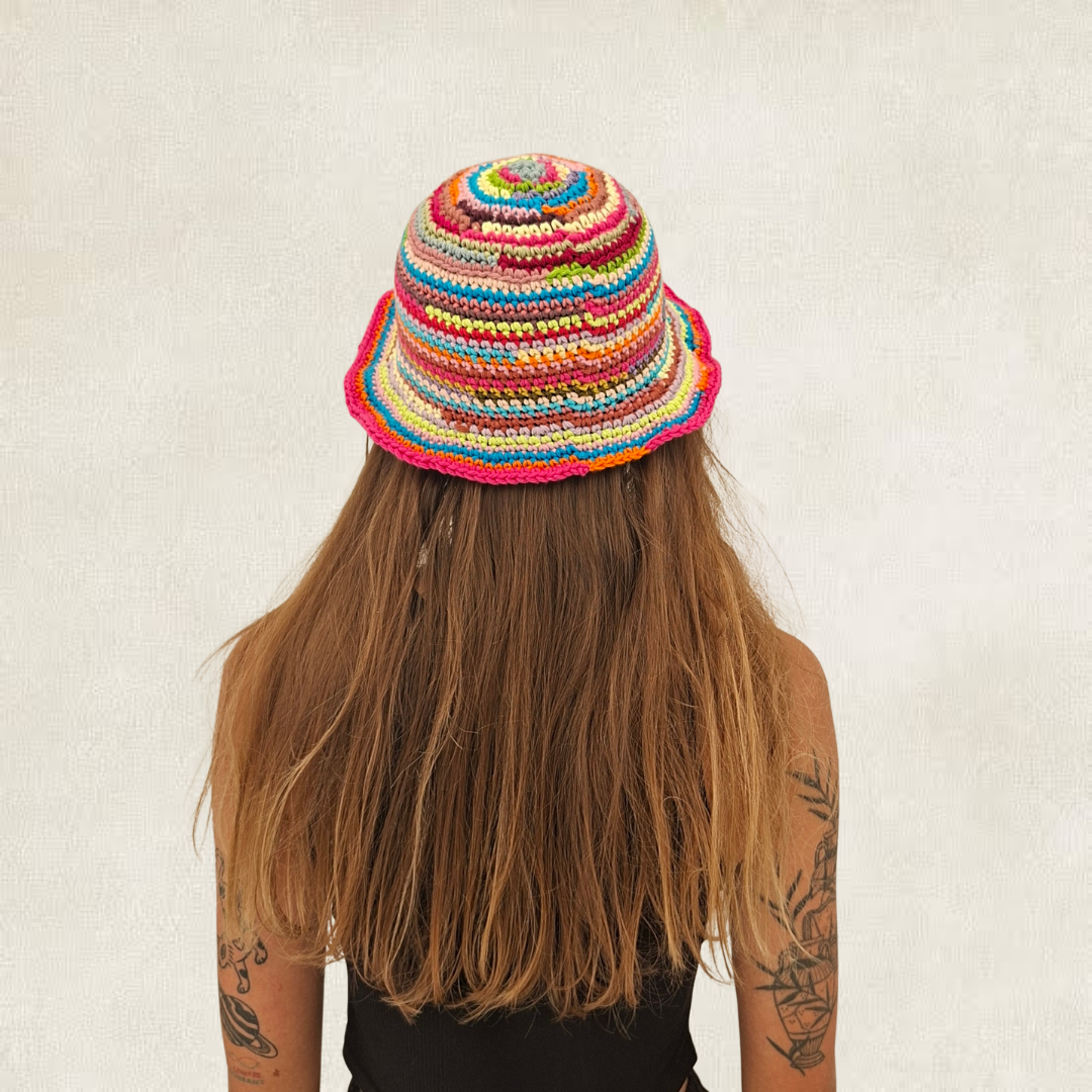 Multicoloured striped bob
