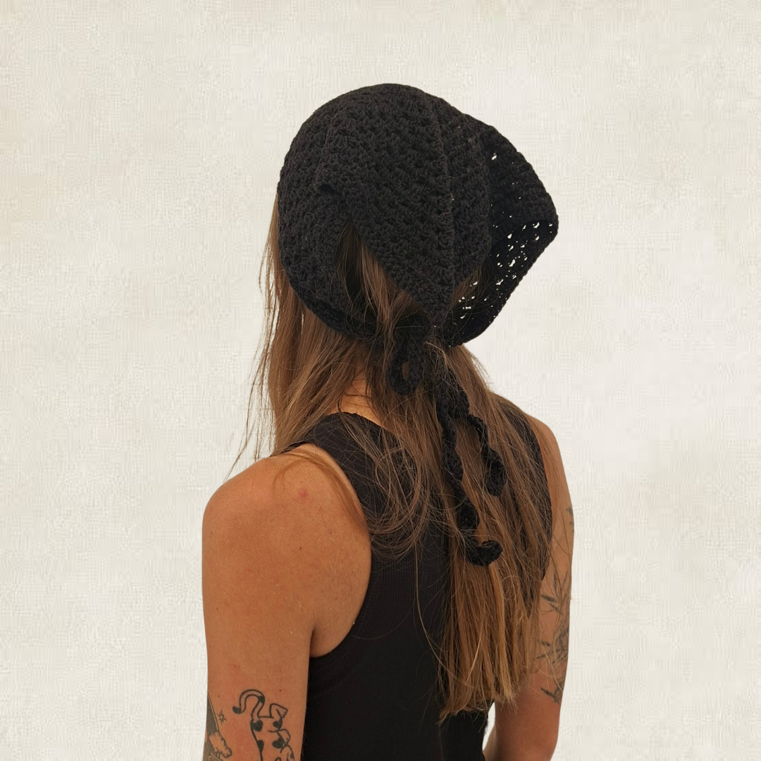 Black crochet bandana