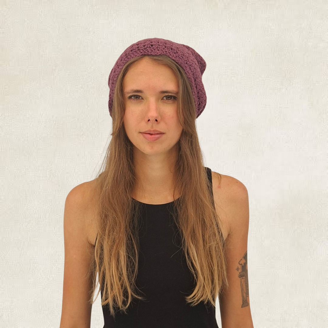 Purple crocheted bandana
