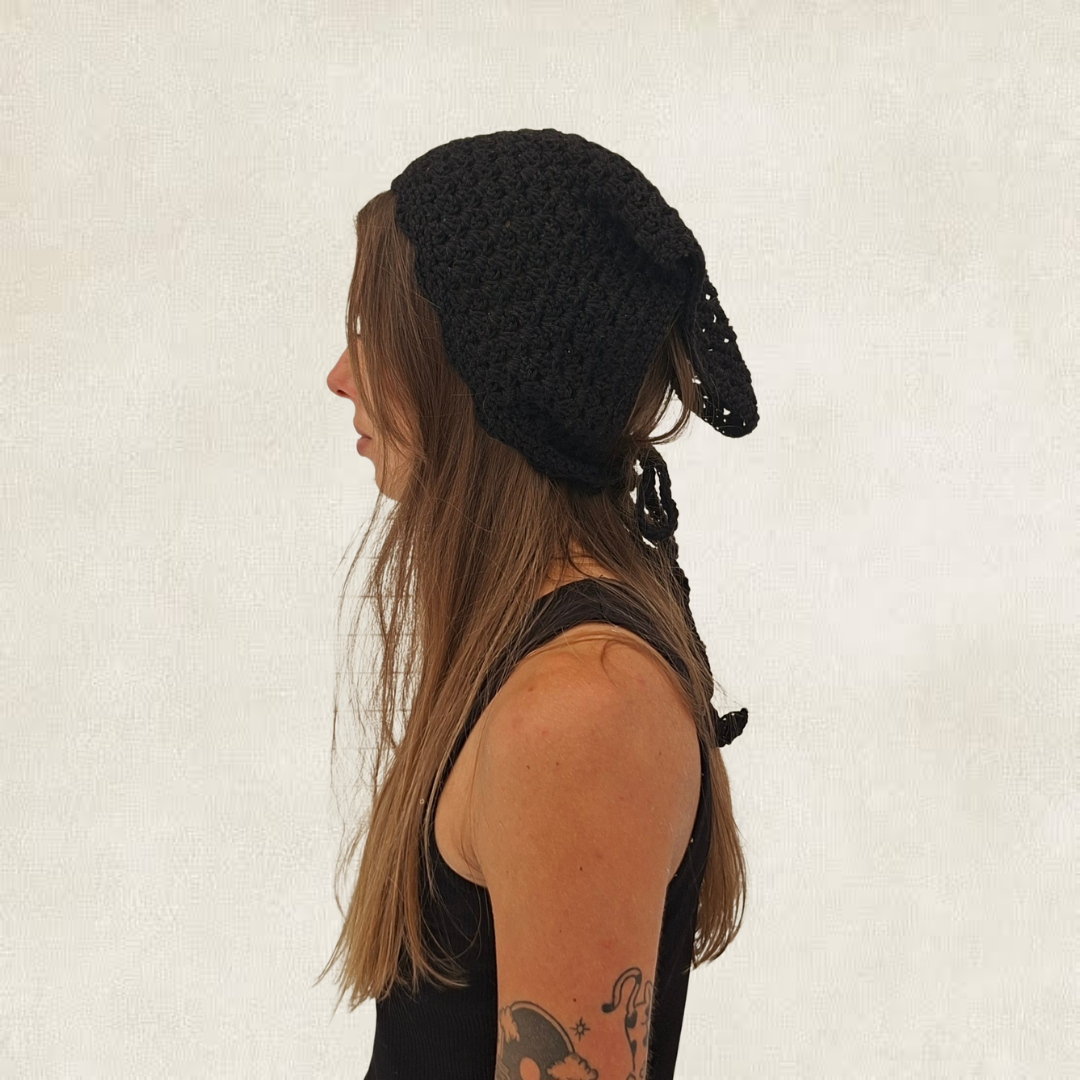 Black crochet bandana