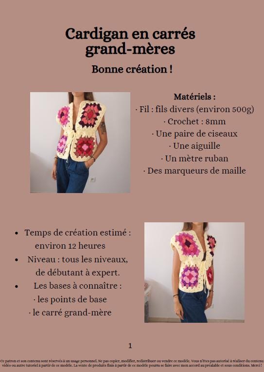 XXL Granny Square Cardigan Crochet Pattern – PDF Crochet Pattern