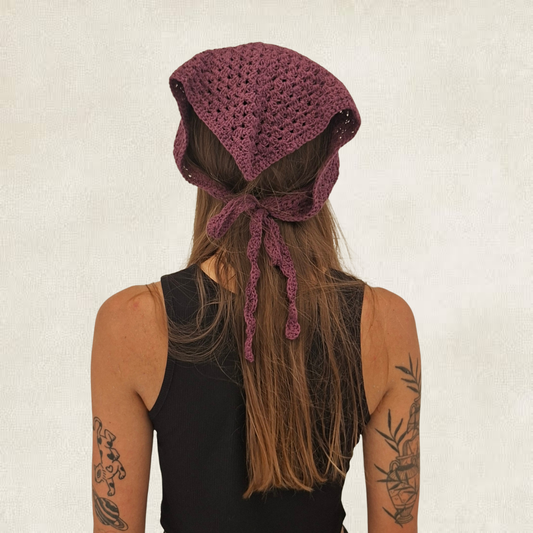 Purple crocheted bandana