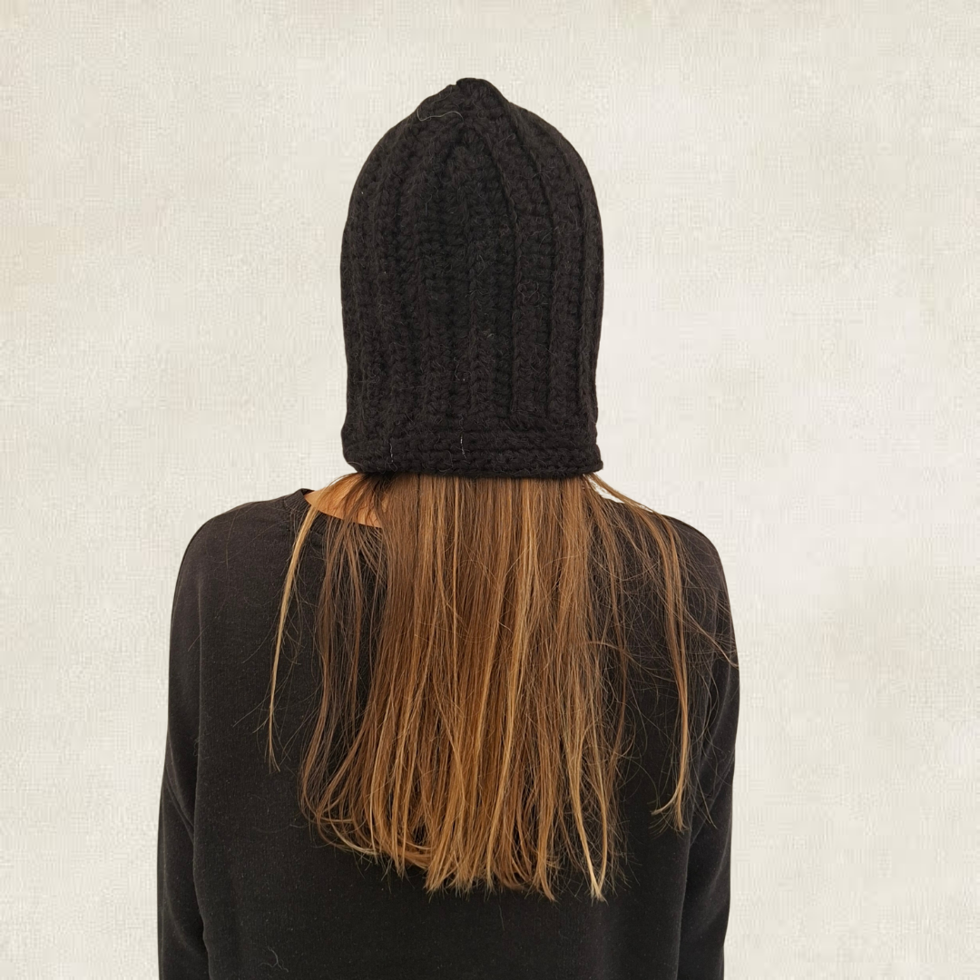Black crochet tie balaclava