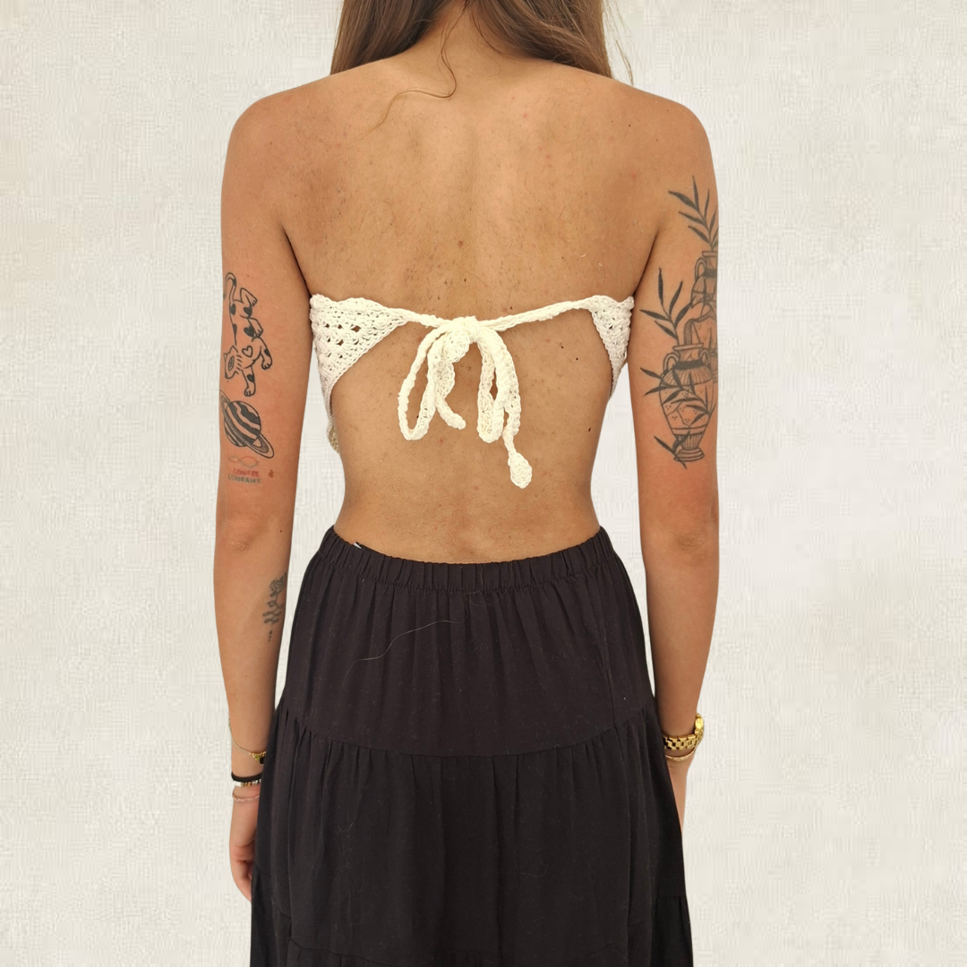 White crocheted bandana