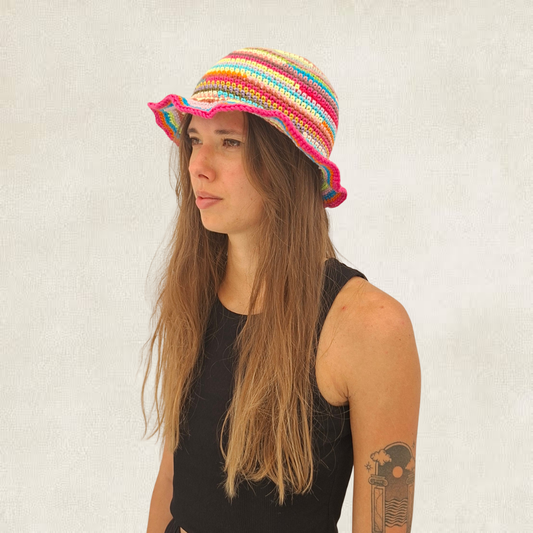 Multicoloured striped bob