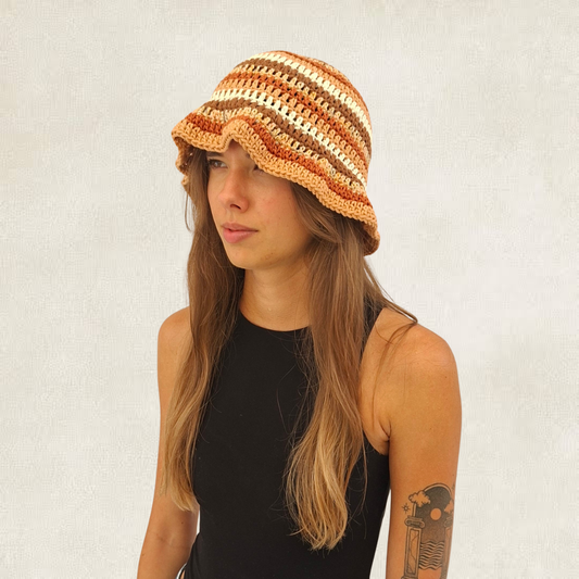 Multicolored striped bob hat