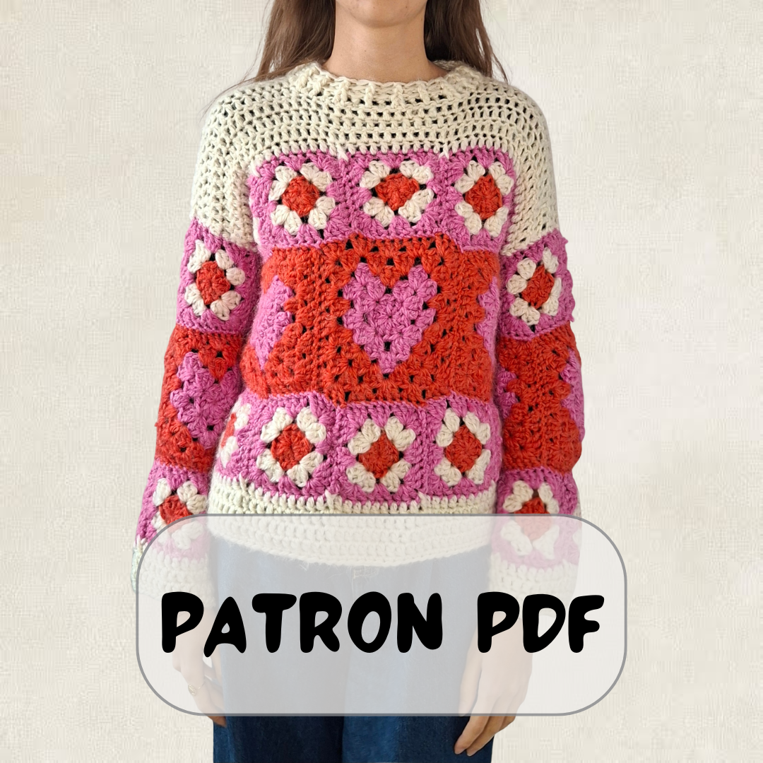 Crochet Sweater Pattern with Hearts – PDF Crochet Pattern