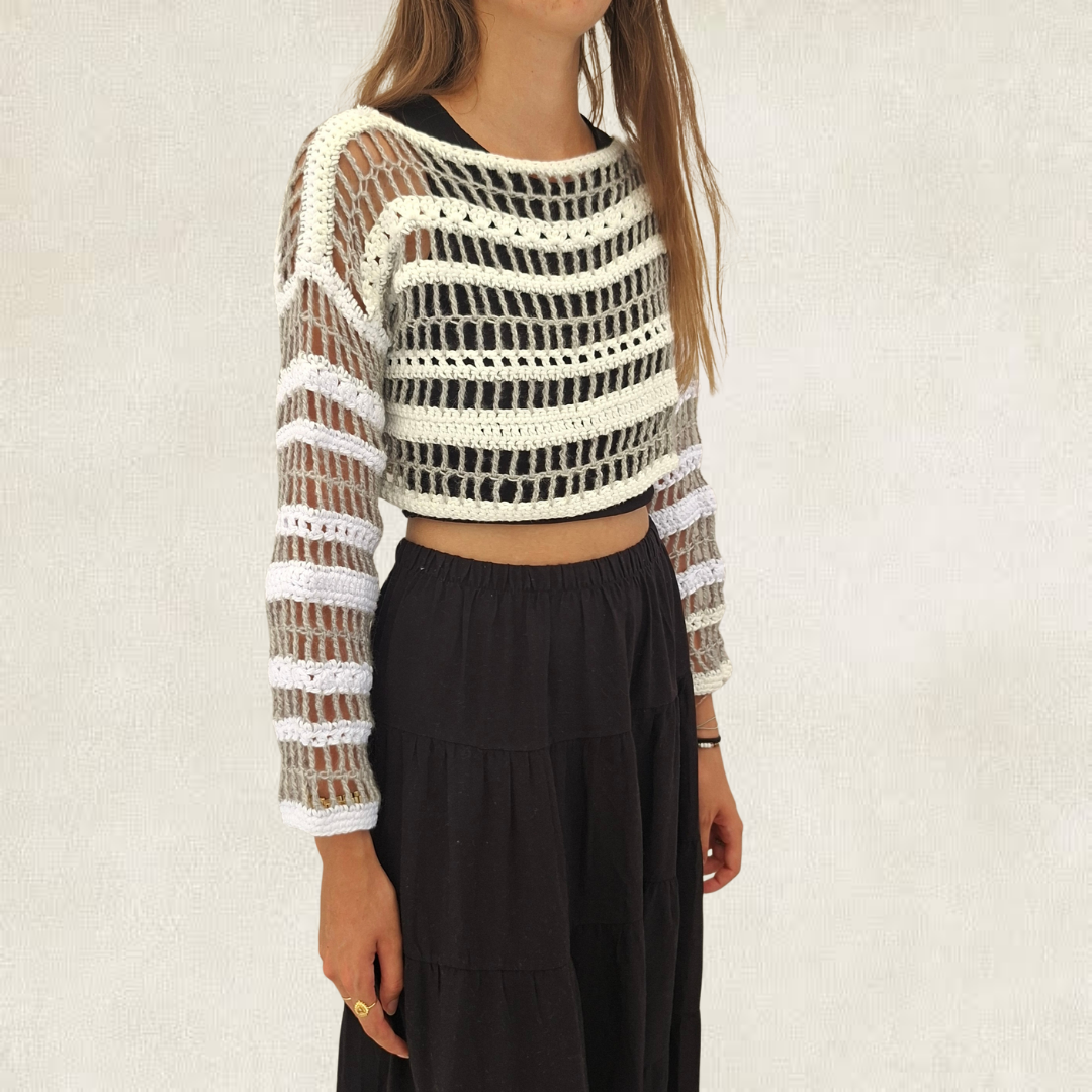 Haut en maille filet en crochet