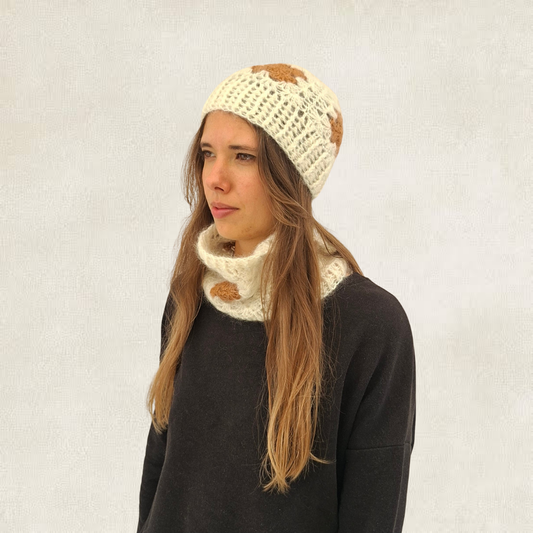 Mohair & Silk Crochet Beanie + Neck Warmer