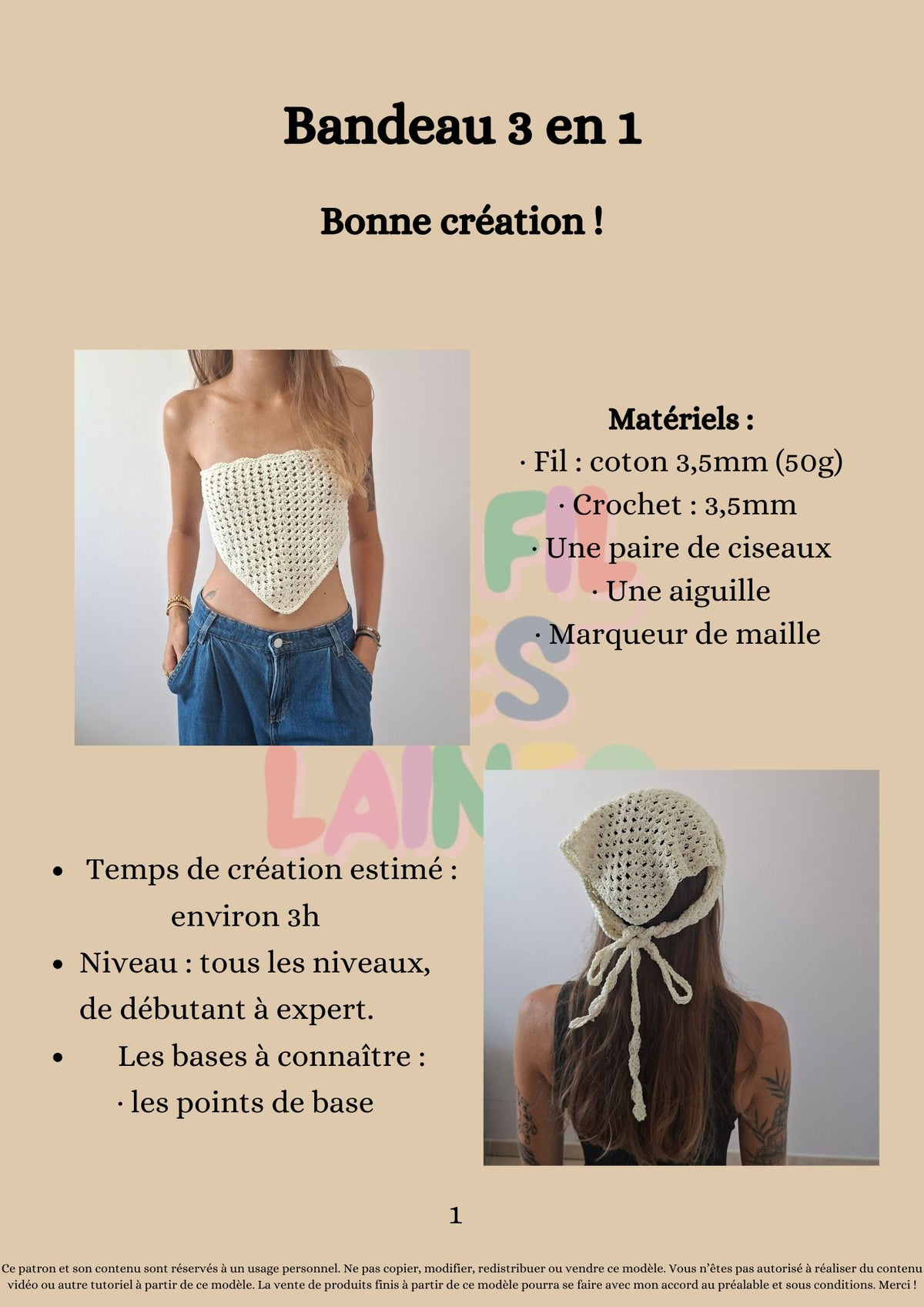 Modèle Crochet Bandana – Patron PDF Crochet