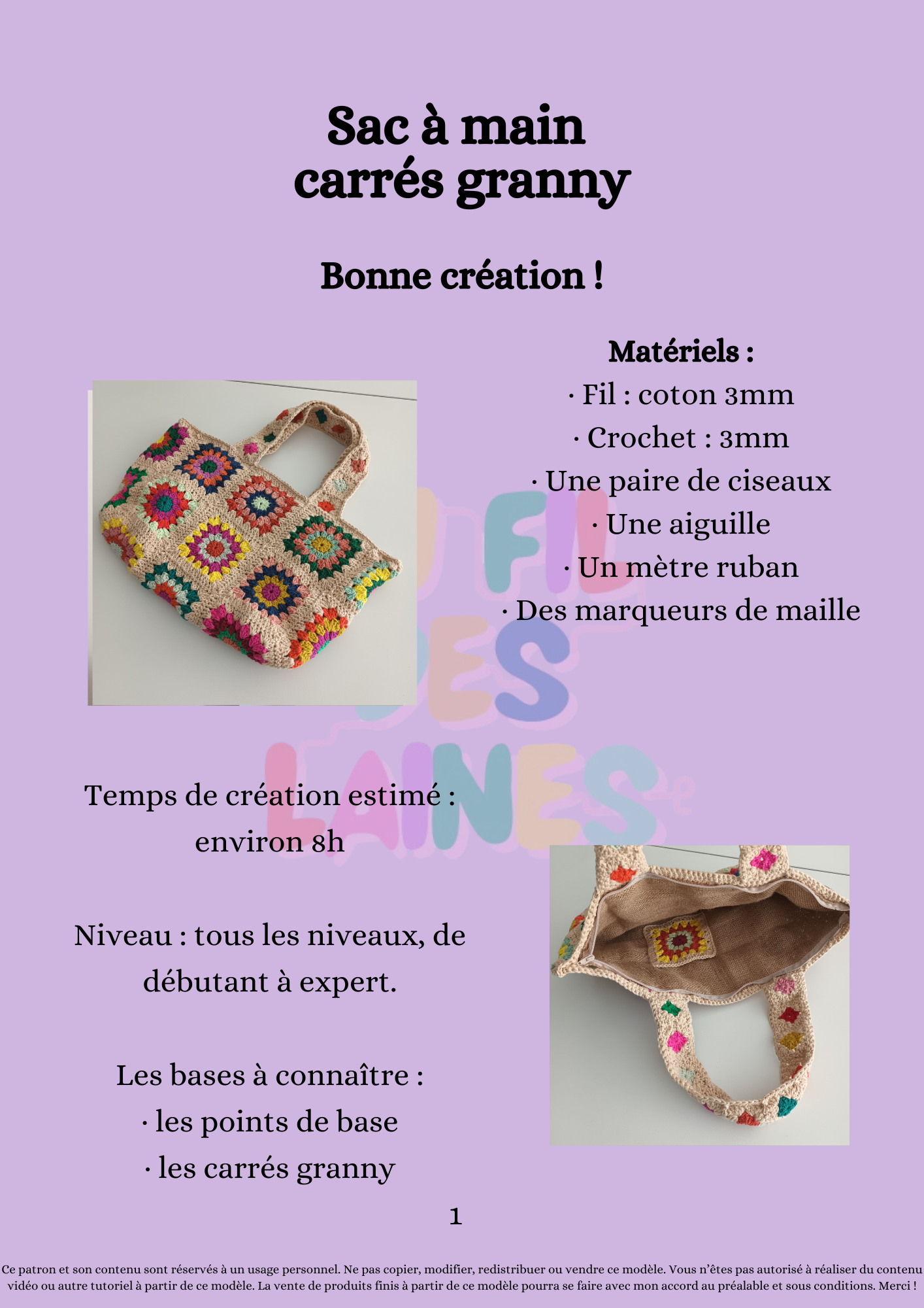 Modèle Crochet Sac en Granny squares – Patron PDF Crochet