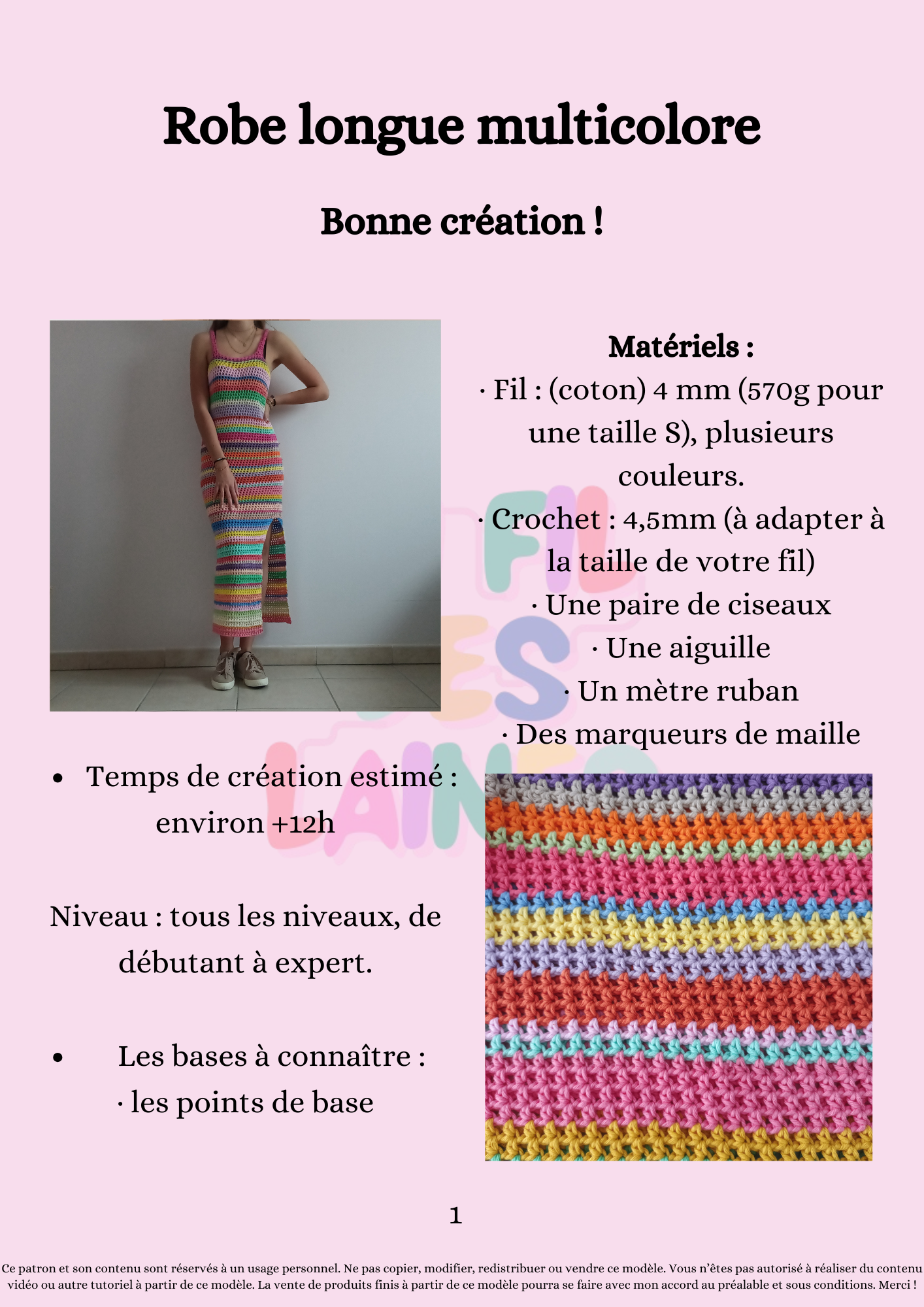 Crochet Pattern Long Multicolor Striped Dress – PDF Crochet Pattern