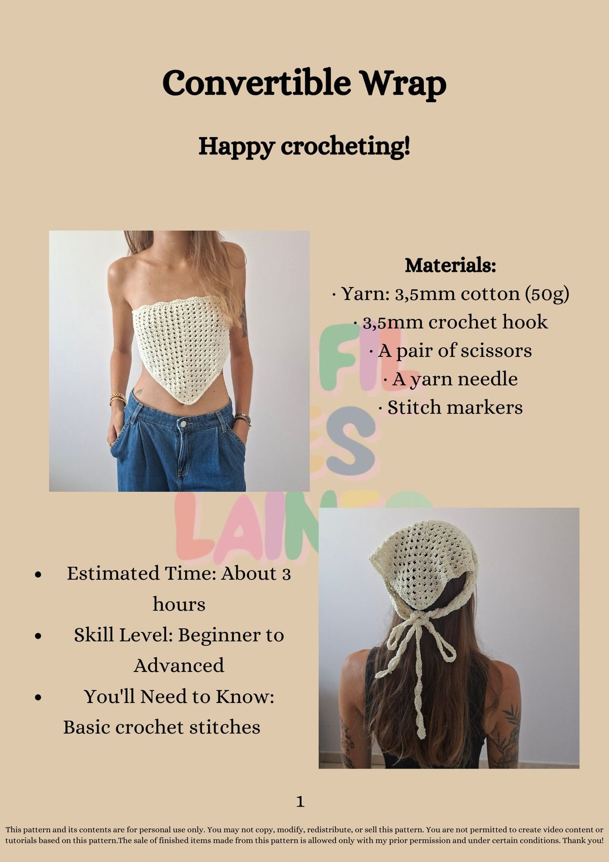 Modèle Crochet Bandana – Patron PDF Crochet