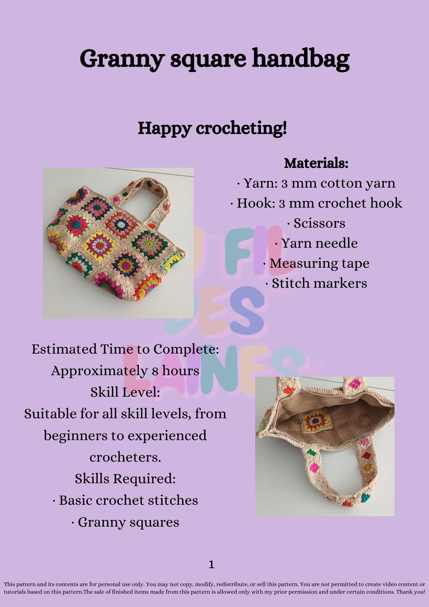 Modèle Crochet Sac en Granny squares – Patron PDF Crochet