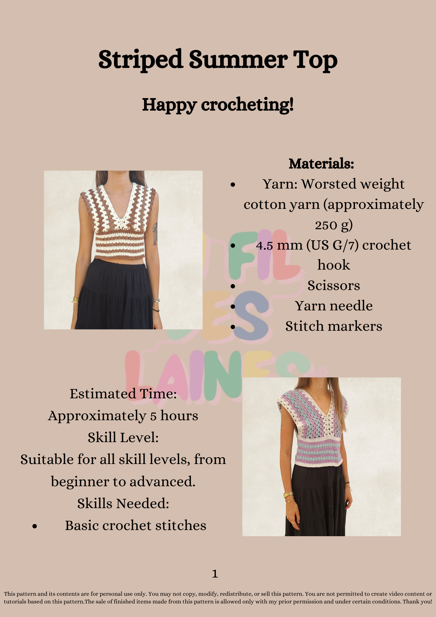 Modèle Crochet Top d'été rayé – Patron PDF Crochet