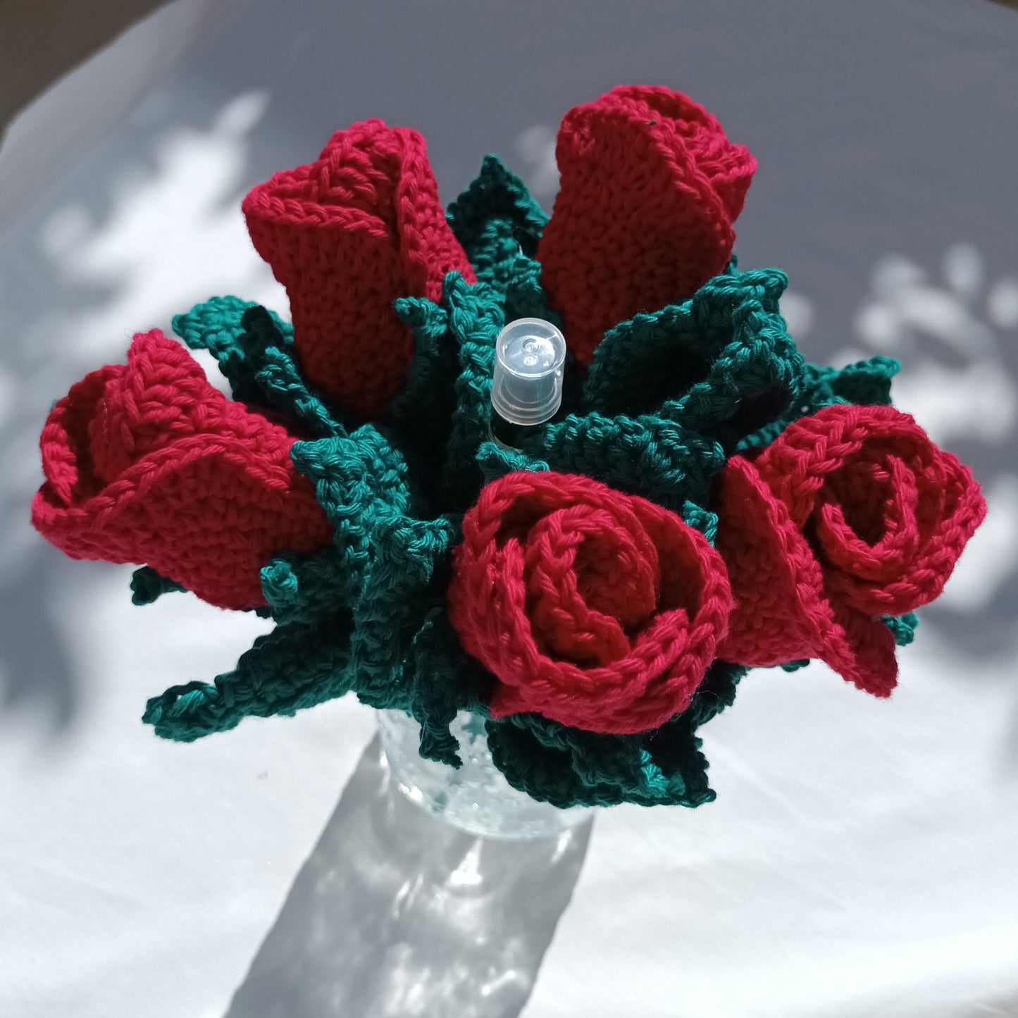 Crocheted rose bouquet + Essential oil perfume