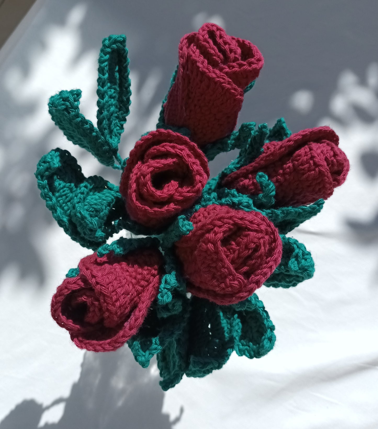 Crocheted rose bouquet + Essential oil perfume