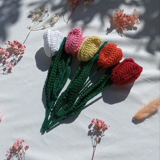 Crocheted tulip bouquet + Essential oil perfume